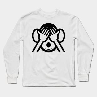 3 Wise Monkeys Mizaru 見ざる See NO Evil Emoji Long Sleeve T-Shirt